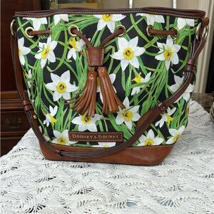 DOONEY and BOURKE Daffodil Drawstring Flower Tassel Bag